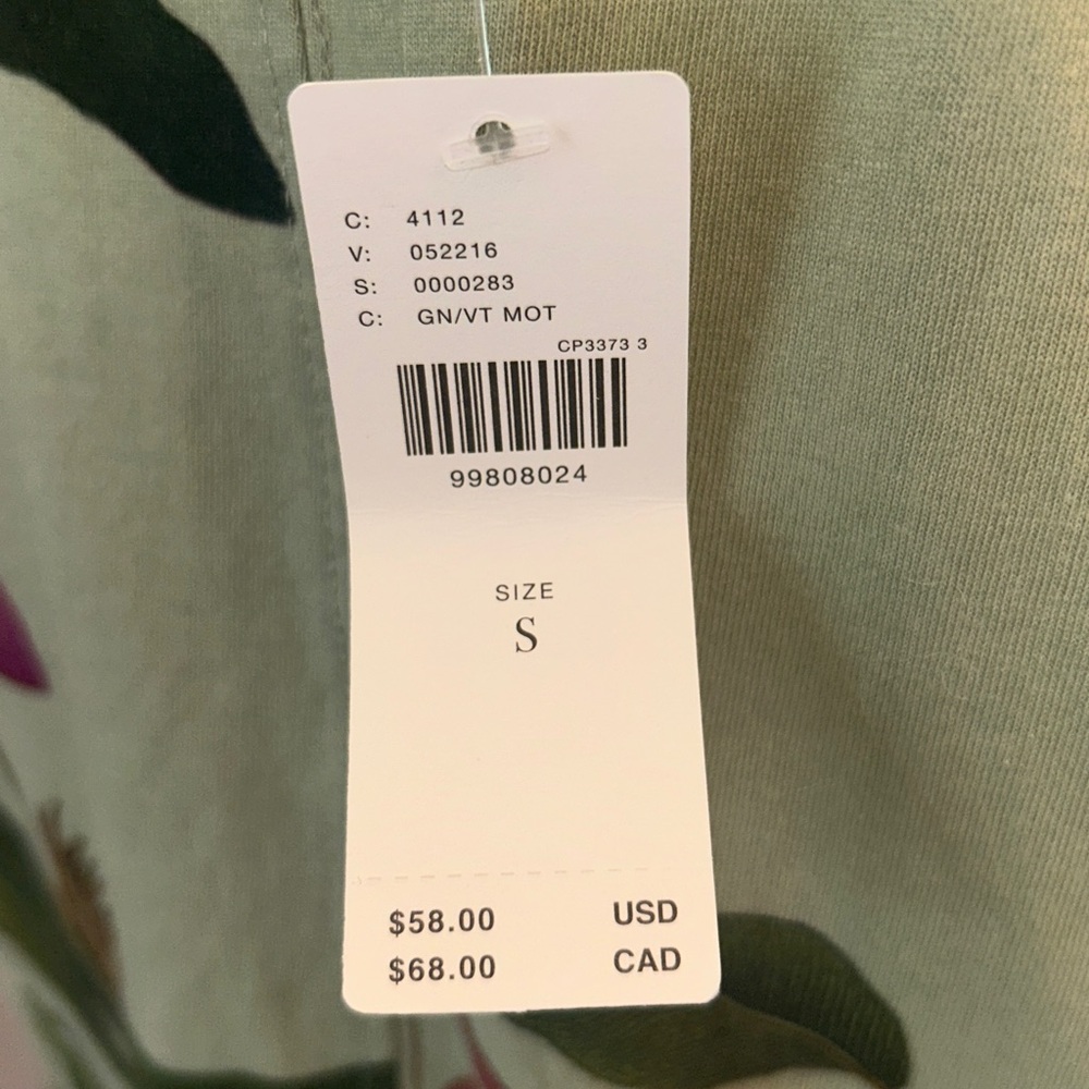 Anthropologie Green Floral Cotton Gathered Tank Top - Picture 7 of 10